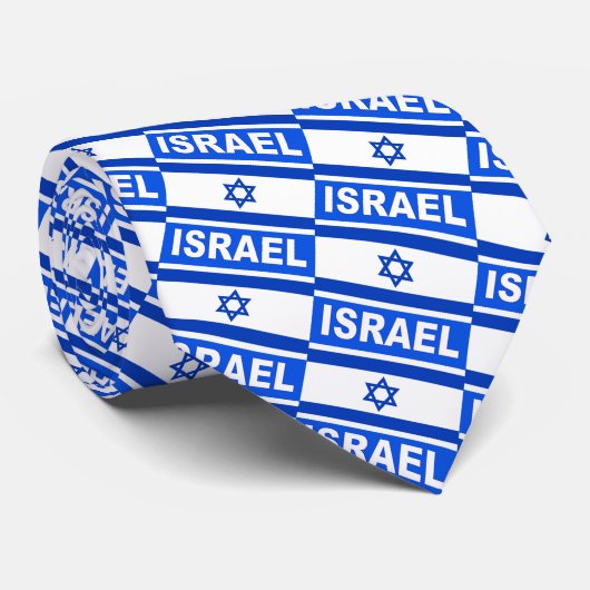 Israel Flag Pattern Krawatte (Gerollt)