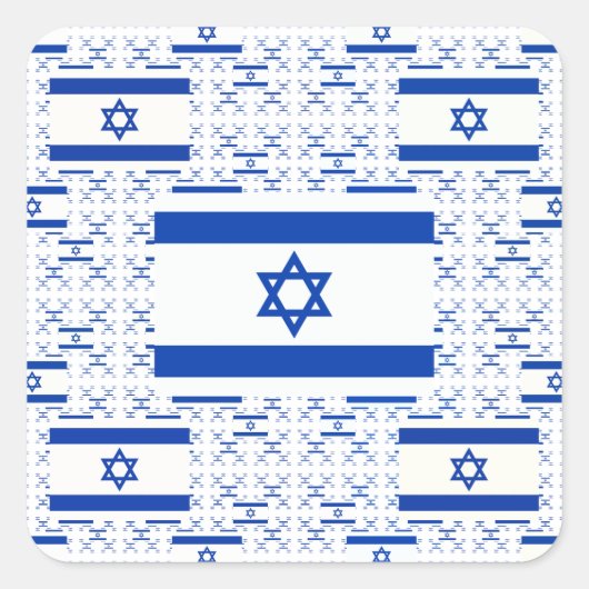 Israel Flag - Star of David - in Layers Quadratischer Aufkleber (Vorderseite)