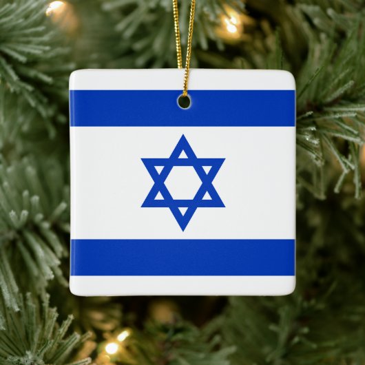 Israel Flagge blau-weiß moderne patriotische Keramikornament (Baum)