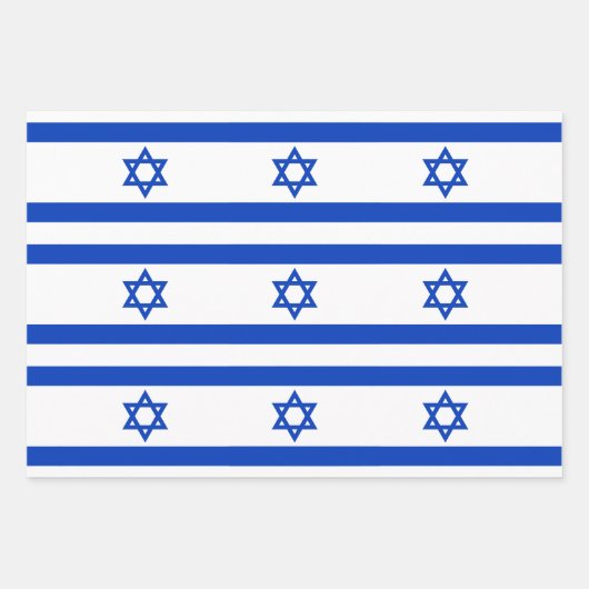 Israel Flagge blau-weiß Star von David Muster Geschenkpapier Set (Vorderseite)