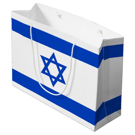 Israel-Flagge blauer Star von David Große Geschenktüte (Rückseite Schrägansicht)