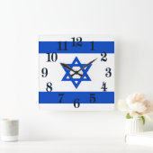 Israel-Flagge blauer Star von David Quadratische Wanduhr (Zuhause)