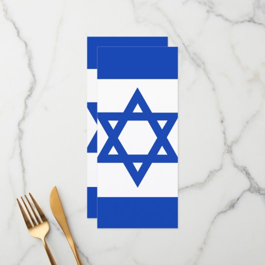 Israel-Flagge Menükarte (Vorderseite/Rückseite Beispiel)