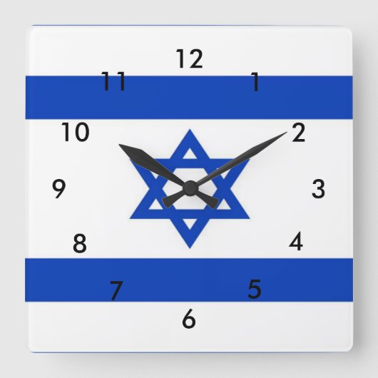 Israel-Flagge Quadratische Wanduhr (Vorderseite)