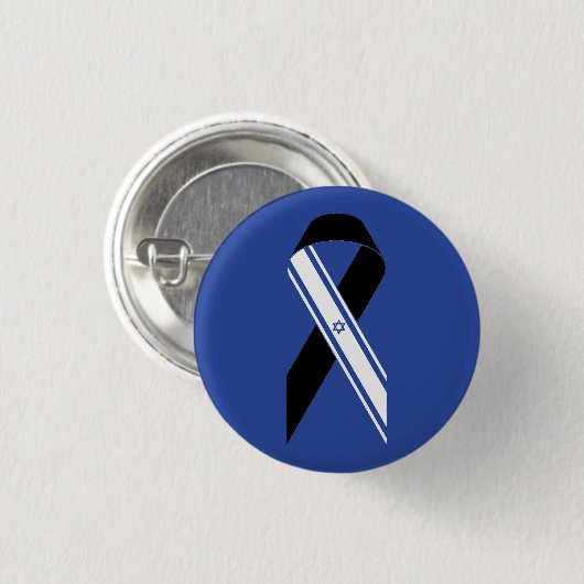 Israel Flagge schwarzes Band blau Button (Vorne & Hinten)