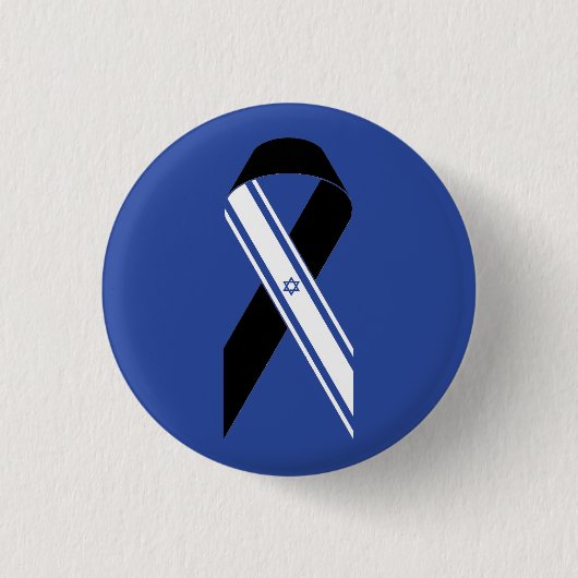 Israel Flagge schwarzes Band blau Button (Vorderseite)