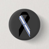 Israel Flagge schwarzes Band dunkelgrau Button (Vorderseite)