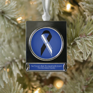 Israel Flagge Schwarzes Band Gedenkblau Hanukkah Banner-Ornament Silber