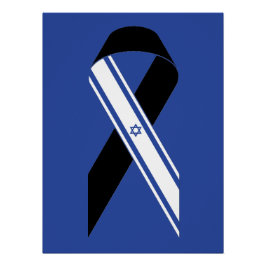Israel-Flagge Schwarzes Band-Gedenkblau Poster