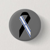 Israel Flagge Schwarzes Band grau Button (Vorderseite)