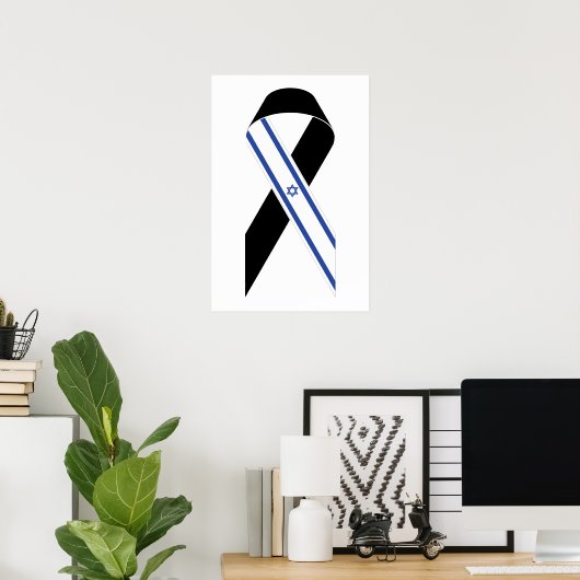 Israel Flagge schwarzes Band Poster (Heimbüro)