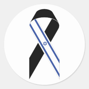 Israel Flagge schwarzes Band Runder Aufkleber