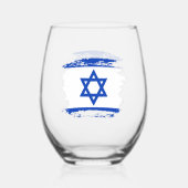 Israel-Flagge Weinglas Ohne Stiel (Rückseite)