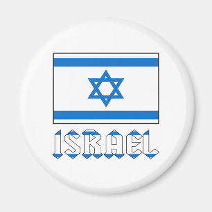 Israel-Flagge Wort ISRAEL Rund Magnet