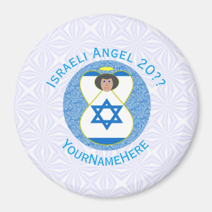 Israel-Flaggen-Engel auf Blau und Weiß Personalisi Magnet