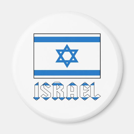 Israel Flaggen-Wort ISRAEL-Runde Magnet (Vorne)