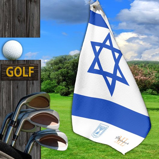 Israel Flaggenhandtuch, Israel mit Monogramm / Gol Golfhandtuch