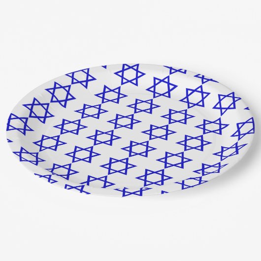 Israel-Flaggenmuster Pappteller (Schrägansicht)