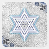 Israel Flaggenstern von David Hebrew Am Yisrael Ch Quadratischer Aufkleber (Vorderseite)