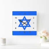 Israel Flaggenstern von David Wall Clock Quadratische Wanduhr (Zuhause)