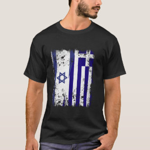 Israel Griechenland Halbe Flagge Israelische Griec T-Shirt