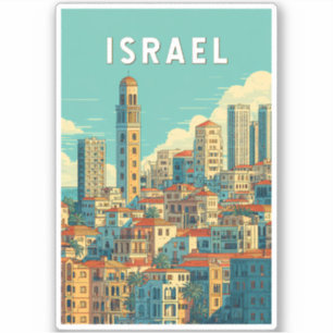 Israel Illustration Reise Kunst Vintage Aufkleber