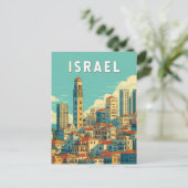 Israel Illustration Travel Art Vintage Postkarte (Stehend Vorderseite)