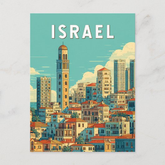 Israel Illustration Travel Art Vintage Postkarte (Vorderseite)