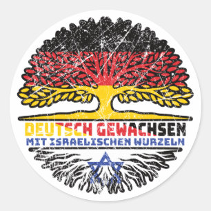Israel Israelisch Deutsch Deutschland Baum Wurzel Runder Aufkleber