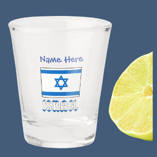 Israel Israelische Flagge Blau Personalisierung  Schnapsglas