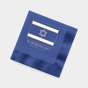 Israel israelische Flagge mit Datum des Namens Servietten Mit Folie