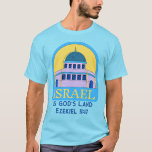 Israel ist Gottes Land Ezekiel 11:17 blau gelb T-Shirt