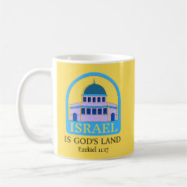 Israel ist Gottes Land Ezekiel 11:17 Gelb/Blau Kaffeetasse