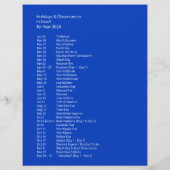 Israel-Kalender 2024 | Feiertage und Beobachtungen (Rückseite)