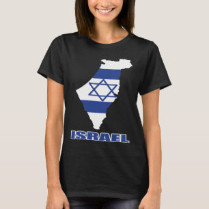 Israel Karte Flag Jerusalem jüdisch Tel Aviv Hebre T-Shirt