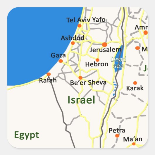 Israel map.JPG Quadratischer Aufkleber (Vorderseite)
