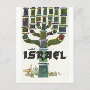Israel, Menora, Vintage-Flugreise Postkarte