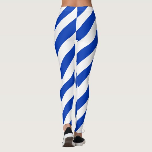 Israel National Flag Colors Diagonal Striped Leggings (Rückseite)