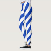Israel National Flag Colors Diagonal Striped Leggings (Links)