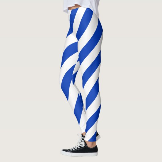 Israel National Flag Colors Diagonal Striped Leggings (Links)