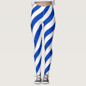 Israel National Flag Colors Diagonal Striped Leggings (Vorderseite)