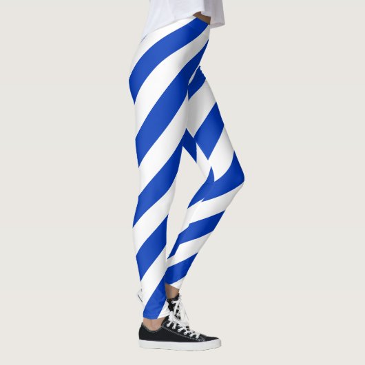 Israel National Flag Colors Diagonal Striped Leggings (Rechts)