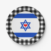 Israel Plate, Herz, Büffel kariert & Israel Flag Pappteller (Vorderseite)