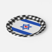 Israel Plate, Herz, Büffel kariert & Israel Flag Pappteller (Schrägansicht)