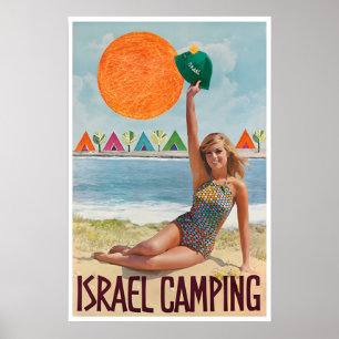 Israel Reiseplakat Retro Camping Poster Vintage