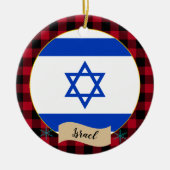 Israel, Roter Büffel, karierte und israelische Fla Keramik Ornament (Vorne)