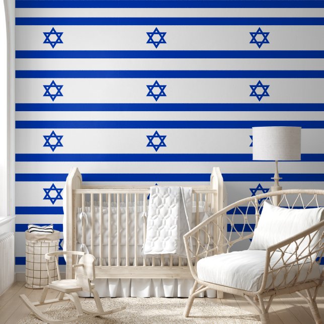 Israel Star von David Flag Muster Blau und Weiß Tapete (Kinder)