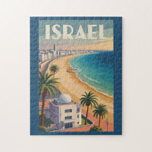 Israel Tel Aviv Illustration Reise Kunst Vintage Puzzle