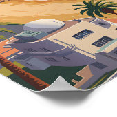 Israel Tel Aviv Illustration Travel Art Vintage Poster (Ecke)