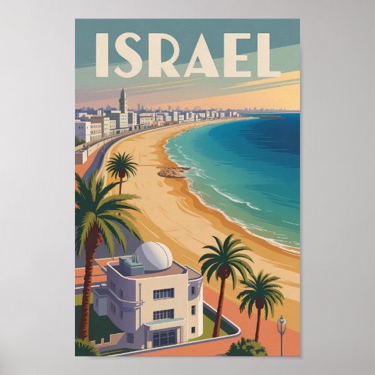 Israel Tel Aviv Illustration Travel Art Vintage Poster (Vorne)